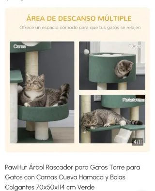 Árbol Rascador Torre Gatos PawHut Cueva