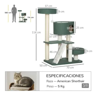 Árbol Rascador Torre Gatos PawHut Cueva
