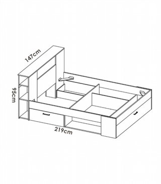 Cama Compacta Lanka con Cabezal. Natural