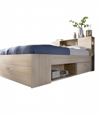 Cama Compacta Lanka con Cabezal. Natural
