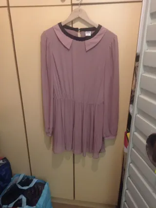 Vestido rosa palo plisado