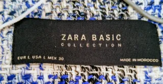 Abrigo Zara estilo Chanel azul y blanco