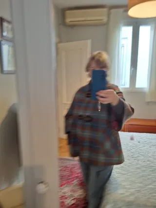 Chaquetón cuadros manga 3/4