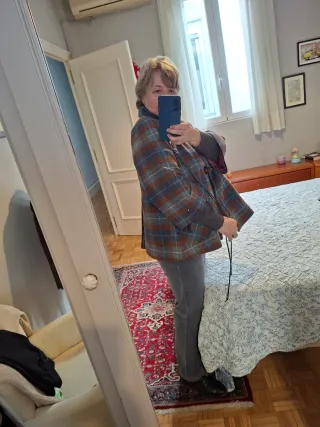 Chaquetón cuadros manga 3/4