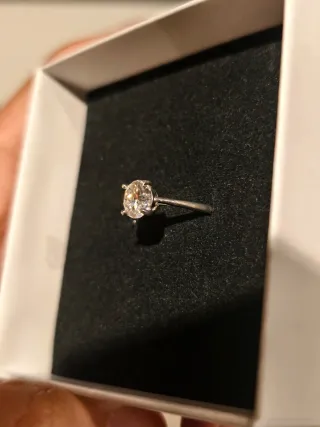 Anillo Moissanita Solitario Plata