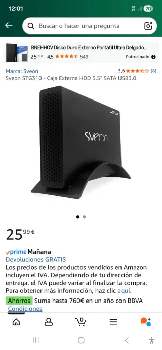 DISCO EXTERNO  STG310 HDD 8TB Aluminio