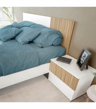 Cabecero con 2 Mesitas De Noche. Blanco Artik Y N