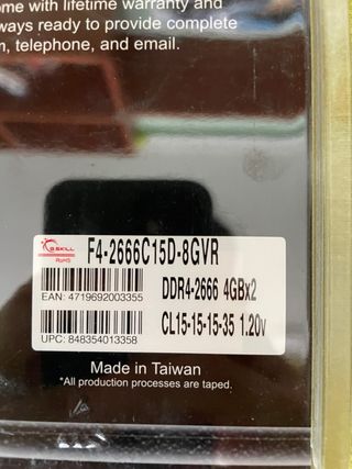 Memoria RAM 8GB 4GBx2 G.Skill Ripjaws V DDR4