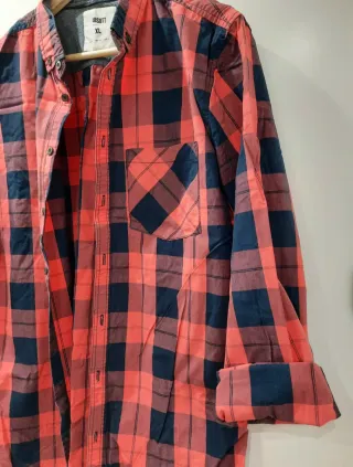 Camisa cuadros rojo coral y azul marino de Absott