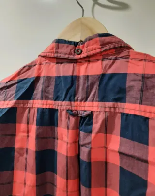 Camisa cuadros rojo coral y azul marino de Absott