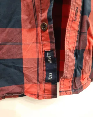 Camisa cuadros rojo coral y azul marino de Absott