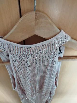 Vestido fiesta lentejuelas rosa y plateado