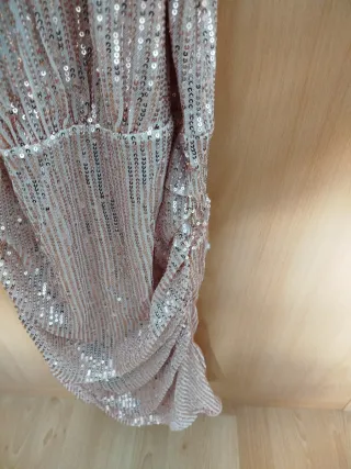 Vestido fiesta lentejuelas rosa y plateado