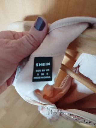 Vestido fiesta lentejuelas rosa y plateado