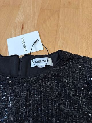 Top fiesta lentejuelas negro Nine West