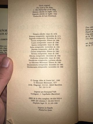 (1986) Señor de los Anillos – Com.del anillo