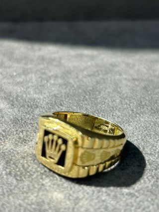 Anillo Sello Oro Estilo Rolex Corona