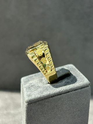Anillo Sello Oro Estilo Rolex Corona