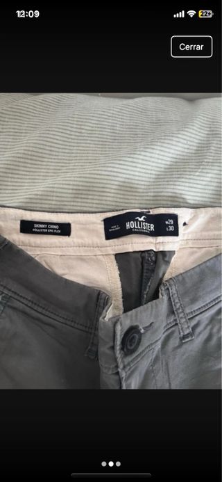 Pantalones Chinos Hollister Skinny 29x30 Gri