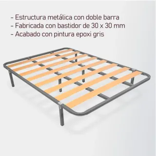 Somier Láminas 135x190 Metal y Madera. Sin patas