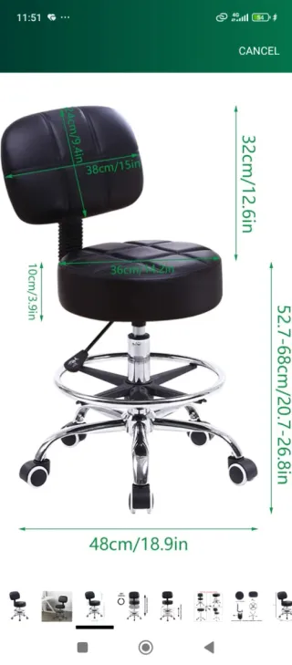 Taburete de laboratorio redondo negro