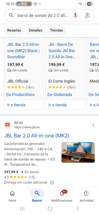 Barra de Sonido JBL BAR 2.0