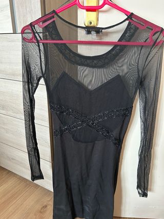 Vestido fiesta gasa negro