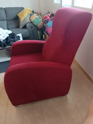 Butaca individual roja de tela