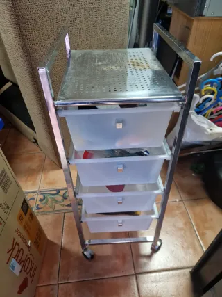 Carrello Metallico 4 Cassetti Trasparenti