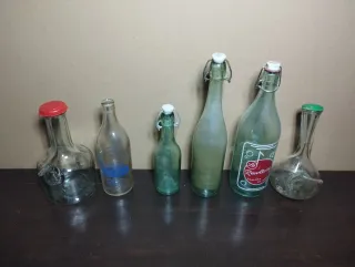 Lote de 6 botellas antiguas de vidrio