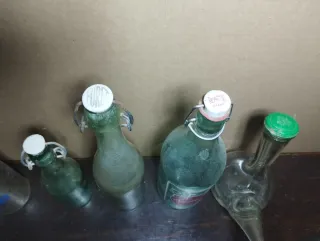 Lote de 6 botellas antiguas de vidrio