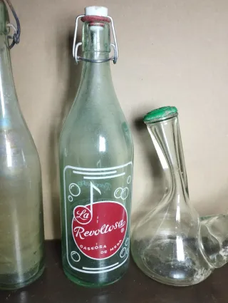 Lote de 6 botellas antiguas de vidrio