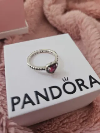 Anillo Pandora Corazón Rojo Talla 48