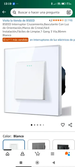 Interruptor BSEED Marco Cristal Blanco