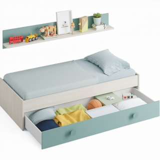 Cama Juvenil Nido. Blanco Alpes/Verde Acqua