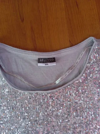 Top lentejuelas plateado talla única