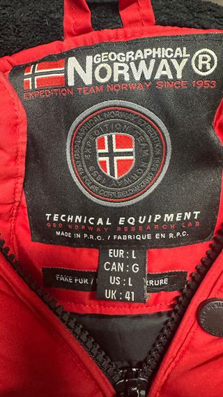 Abrigo Geographical Norway Rojo Talla L
