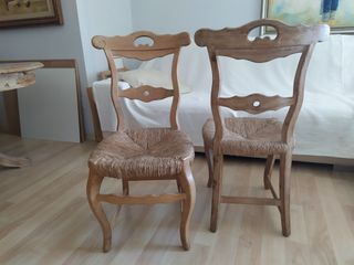 Mesa madera natural maciza de 120 mas 4 Sillas