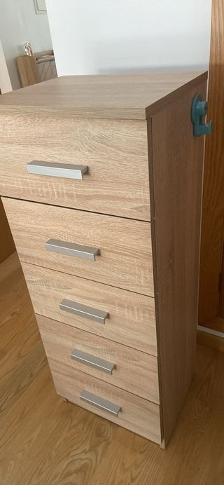 Comodino 5 cassetti in legno