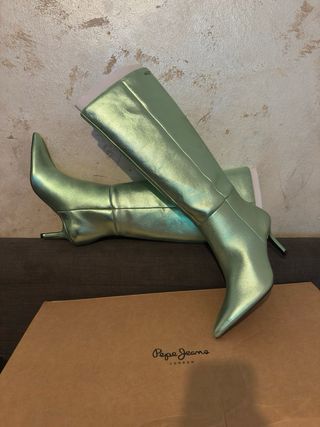 Botas altas Pepe Jeans verde metalizado talla 37