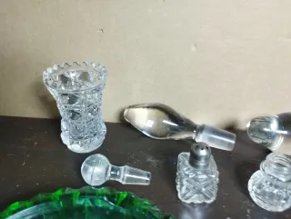 Cenicero cristal verde y tapones vidrio