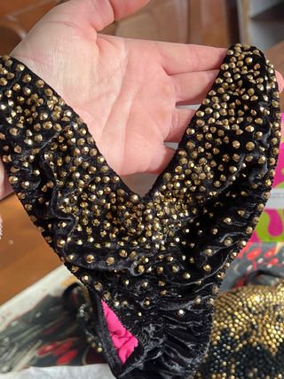 Bikini Competición Fitness Negro Dorado Talla M