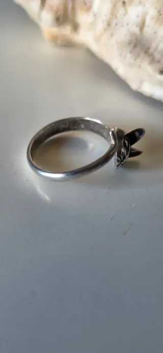 Anillo vintage plata gatito ajustable