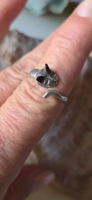 Anillo vintage plata gatito ajustable