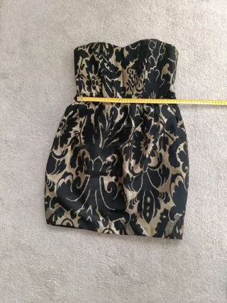 Vestido fiesta H&M T.38 negro/dorado