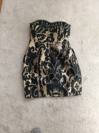 Vestido fiesta H&M T.38 negro/dorado