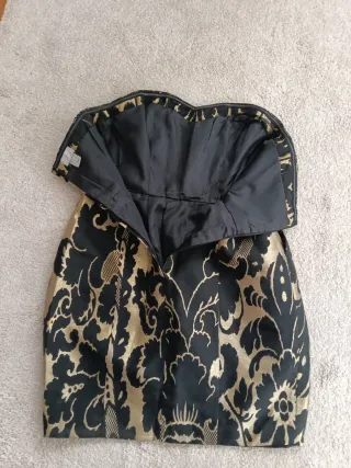 Vestido fiesta H&M T.38 negro/dorado