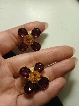 Orecchini fiore rossi e arancioni 3×3 cm