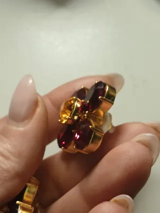 Orecchini fiore rossi e arancioni 3×3 cm