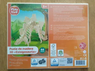 Puzzle Madera 3D Brontosaurio,Tiranosaurio, Estego